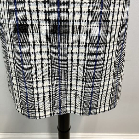 Nine West Skirt sz Medium Black Blue Wool Plaid A Line Above Knee Career Casual - Picture 4 of 7